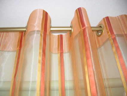 orange curtains with stud rings