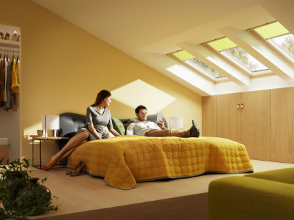 yellow blinds for Velux roof windows